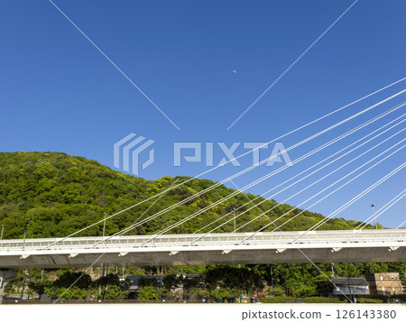 New Inagawa Bridge over the Inagawa River and Satsukiyama New Inagawa Bridge over the Inagawa River and Satsukiyama 126143380