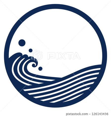 帶有波浪濺起的圓形框架的向量圖 126143436