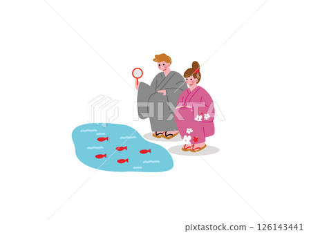 Couple scooping goldfish 126143441