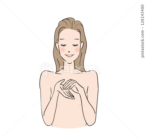 進行皮膚護理和頭髮護理的女性 進行皮膚護理和頭髮護理的女性 126143480