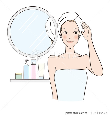 Women doing skin care and hair care 126143523