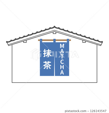 日式復古框架的商店，掛著抹茶窗簾，圖標，向量插圖，標誌，傳單，海報 126143547