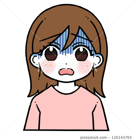 Illustration of a woman with a troubled blue face 126143765