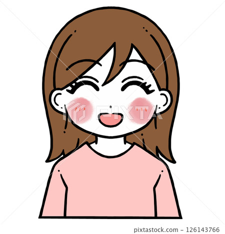 Illustration of a shy smiling woman 126143766