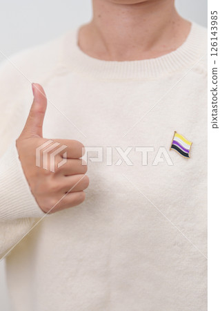 International Non Binary People July Day and Happy Pride June month and LGBTQIA with flag Brooch pin for LGBTQ, Marriage Equality Law, Pansexual, Demisexual and transgender 126143985