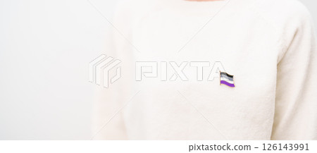 International Asexuality April Day and Happy Pride June month and LGBTQIA with flag Brooch pin for LGBTQ, Marriage Equality Law, Pansexual, Demisexual and transgender 126143991