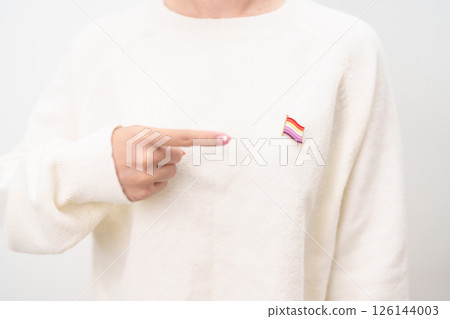 International Lesbian October Day, Lesbian Visibility April Day and Happy Pride June month and LGBTQIA with flag Brooch pin for LGBTQ, Marriage Equality Law, Pansexual, Demisexual and transgender 126144003