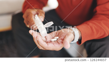 Hands, pills and capsule for arthritis, pain and illness or chronic disease treatment. Elderly, senior person and pharma with drugs for retirement, wellness and healthcare schedule for recovery Hands, pills and capsule for arthritis, pain and illness or chronic disease treatment. Elderly, senior person and pharma with drugs for retirement, wellness and healthcare schedule for recovery 126144837