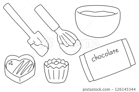 Simple and easy chocolate candy making set - line drawing 126145344