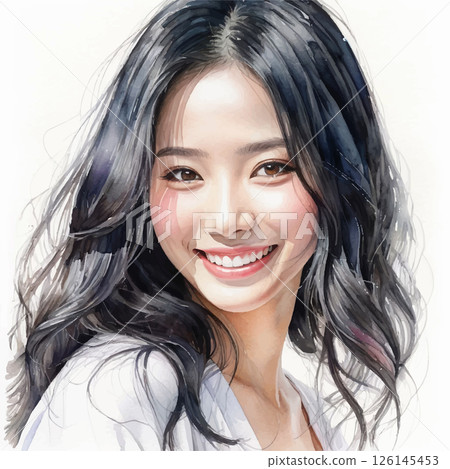 一位微笑的日本女性的插圖 126145453