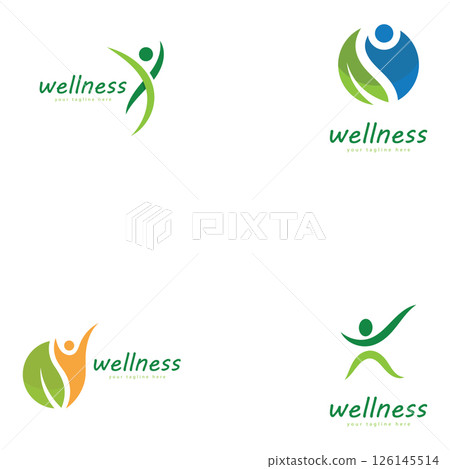 wellness natural abstract logo design with unique natural person and leaf concept with creative idea.logo for business health meditation wellness natural abstract logo design with unique natural person and leaf concept with creative idea.logo for business health meditation 126145514