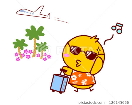 戴著墨鏡、穿著夏威夷襯衫旅行的女孩 126145666