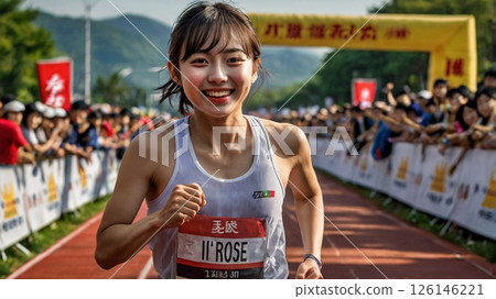 As he crossed the finish line, he was greeted with smiles, sweat and the cheers of the entire school. 126146221