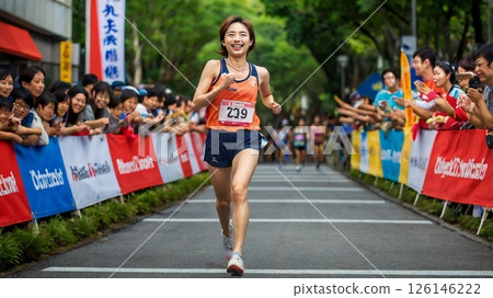 As he crossed the finish line, he was greeted with smiles, sweat and the cheers of the entire school. 126146222