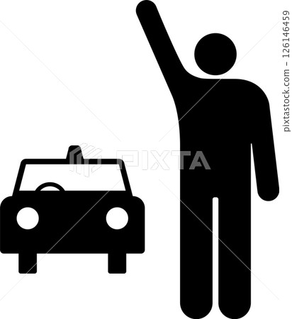 Icon of a person raising their hand to hail a taxi 126146459