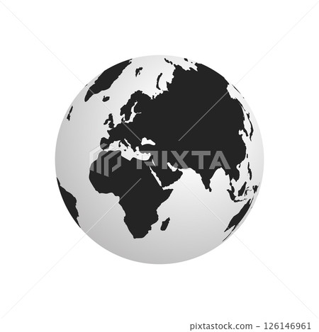 World map. Globes of Earth icon. Vector globe map design isolated on transparent background. Earth hemispheres with continents Asia, africa, america, and Europe. Travel concepts 126146961