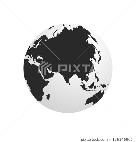 World map. Globes of Earth icon. Vector globe map design isolated on transparent background. Earth hemispheres with continents Asia, africa, america, and Europe. Travel concepts 126146965