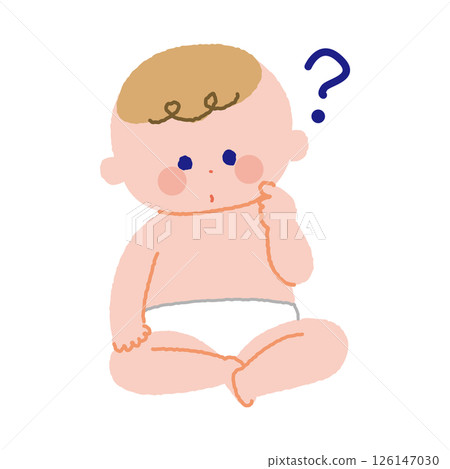 坐著的嬰兒，全身有問號 126147030
