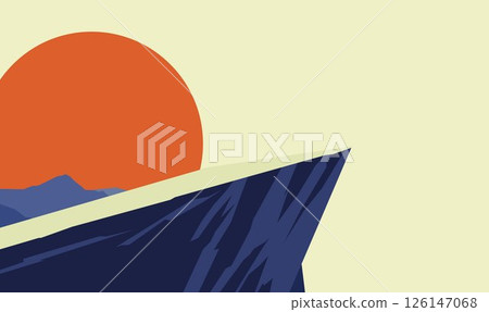 Rocky Cliff Top Nature Landscape Adventure with Sun at Sunset Sunrise Sky 126147068