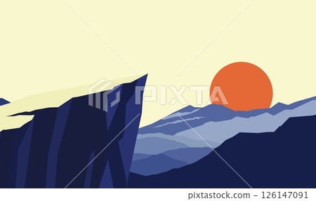 Rocky Cliff Mountain Top Nature Landscape Adventure with Sun at Sunset Sunrise Sky Rocky Cliff Mountain Top Nature Landscape Adventure with Sun at Sunset Sunrise Sky 126147091