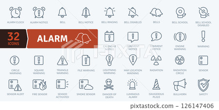 Alarm and Warning Icons: Alert, Danger, and Notification Symbols 126147406