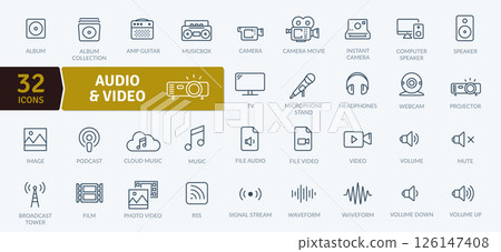 Audio and Video Icons: Multimedia and Entertainment Symbols 126147408