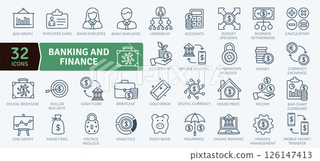 Banking and Finance Icons: Investment, Economy, and Transactions Banking and Finance Icons: Investment, Economy, and Transactions 126147413