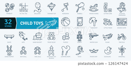 Child Toys Icons: Playtime and Childhood Fun Child Toys Icons: Playtime and Childhood Fun 126147424