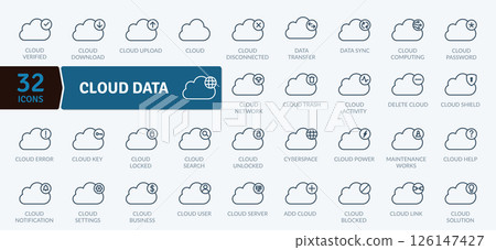 Cloud Data Icons: Digital Storage and Network Services Cloud Data Icons: Digital Storage and Network Services 126147427