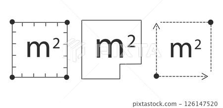 Square meter icon line quantity area, m2 measuring area sign symbol. Simple territory measurement. Flat area square meter. 126147520