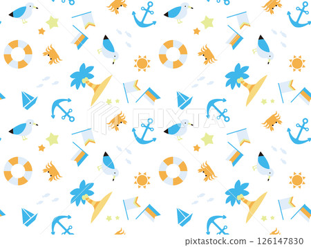 海洋主題插畫圖案 126147830