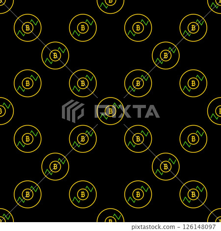 Bitcoin Long Position vector Trading circle shaped seamless pattern in thin line style 126148097