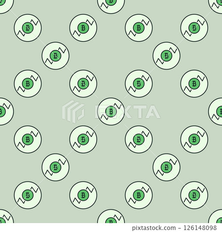Bitcoin Long Trading vector circle shaped colored seamless pattern 126148098