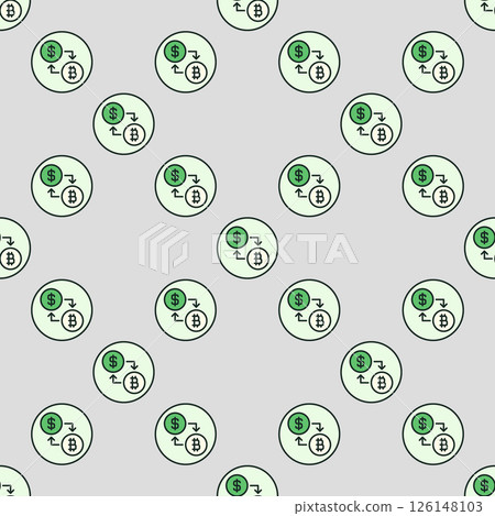 BTC and Dollar vector Trading colored round seamless pattern 126148103