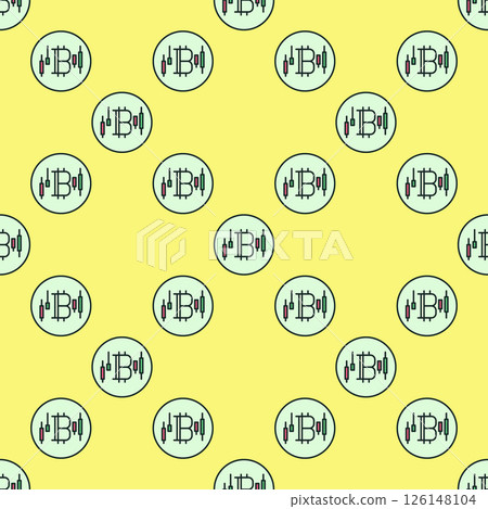 BTC Trading vector Bitcoin linear round colored seamless pattern 126148104