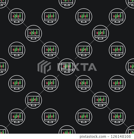 Candlestick Chart on PC Screen vector Trading circle shaped seamless pattern in thin line style Candlestick Chart on PC Screen vector Trading circle shaped seamless pattern in thin line style 126148108