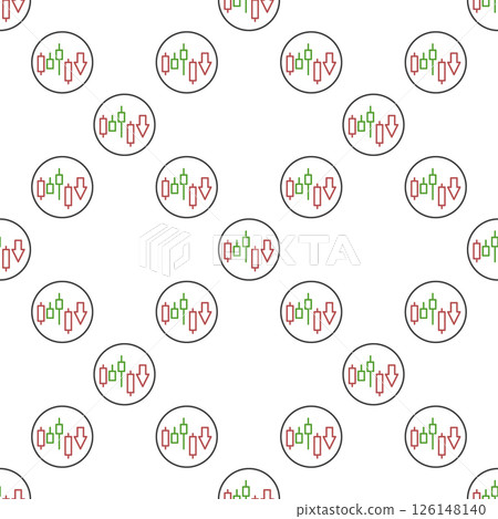 Short Position Cryptocurrency Trading vector thin line round seamless pattern 126148140