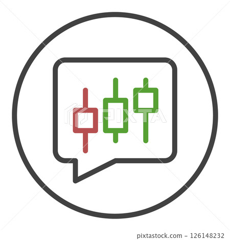 Candlestick Chart in Speech Bubble vector round icon or symbol in outline style 126148232