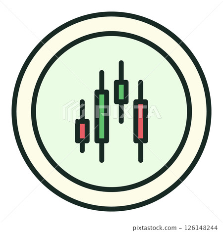 Cryptocurrency Trading vector Candlestick Chart round colored icon or logo element 126148244