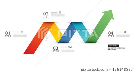 Infographics arrow from red to green layout template. Illustration business stocks abstract background. 126148583