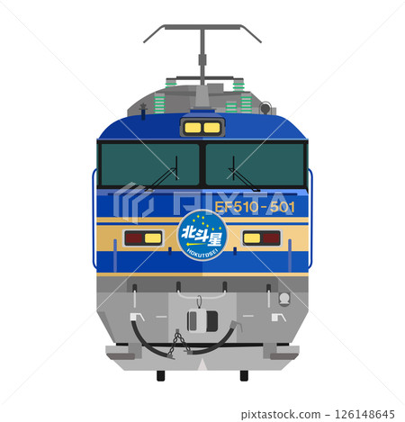 Illustration of the front of an EF510 electric locomotive with a Hokutosei headmark 126148645