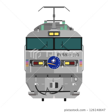Illustration of the front of an EF510 electric locomotive with a Cassiopeia head mark Illustration of the front of an EF510 electric locomotive with a Cassiopeia head mark 126148647