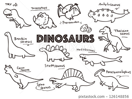 Cute hand-drawn dinosaur illustration set Cute hand-drawn dinosaur illustration set 126148856