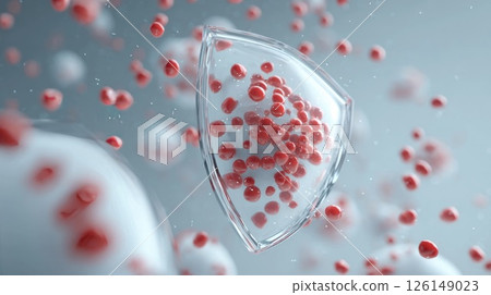 Transparent shield protecting red blood cells, immune system defending against pathogens 126149023