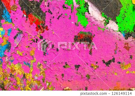 Psychedelic Peeling Paint Texture with Neon Pink, Green, Yellow for 80s, Acid Aesthetic Psychedelic Peeling Paint Texture with Neon Pink, Green, Yellow for 80s, Acid Aesthetic 126149114