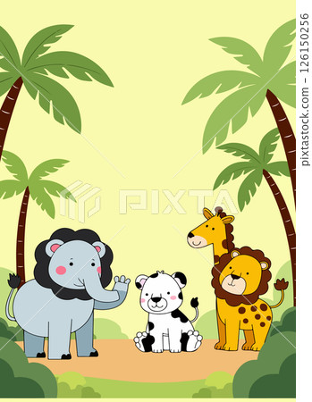 Cartoon Animals in Jungle Setting 126150256
