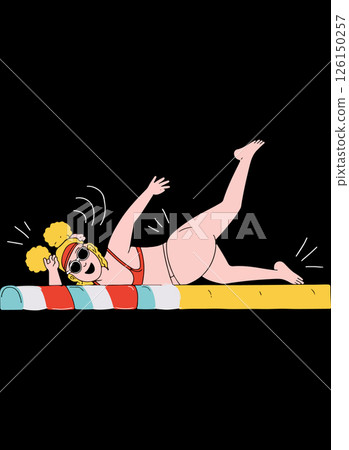 Woman Relaxing on a Beach Towel 126150257