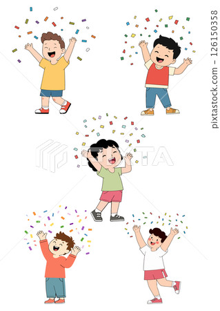 Children Celebrating with Confetti 126150358