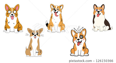 Cartoon Corgi Dog Characters 126150366