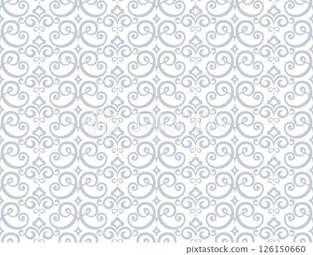 Floral pattern. Seamless vector background. Vintage wallpaper in the Baroque style. White and gray ornament for fabric, wallpaper, packaging. Ornate Damask flower illustration 126150660